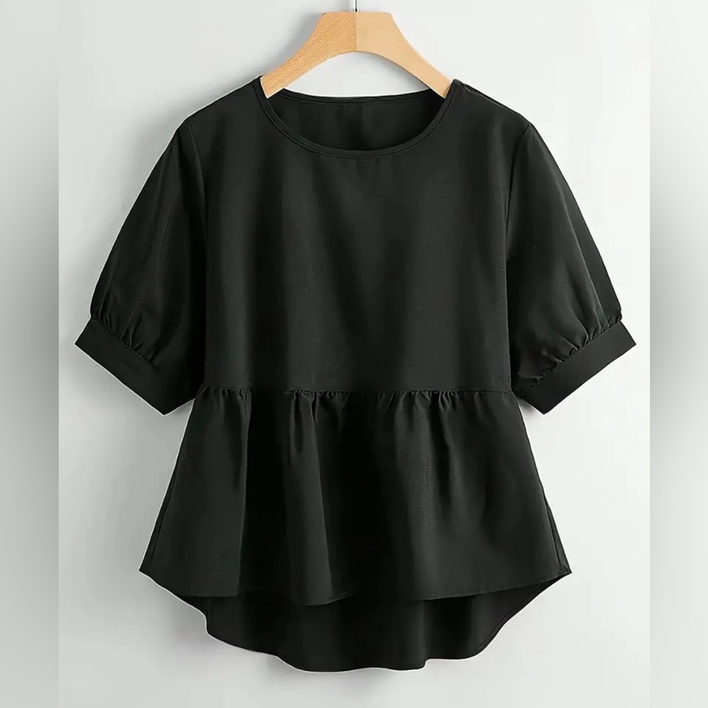 XL Black peplum style shirt.